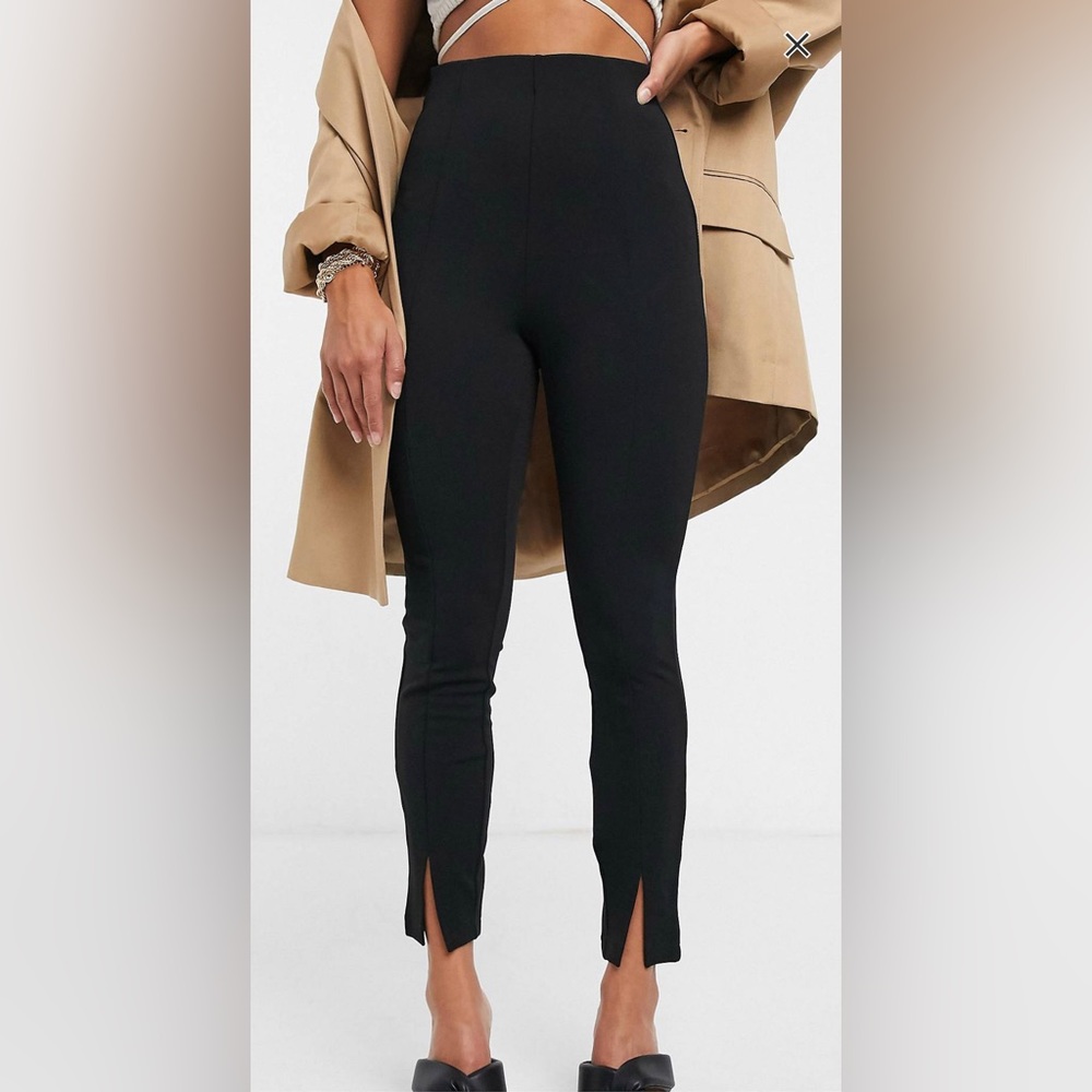 ASOS Design petite jersey split front suit pants in black